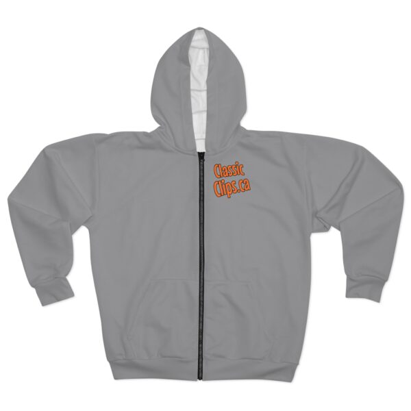 Classic Clips Brand Unisex Zip Hoodie (AOP) with Logo on Upper Breast