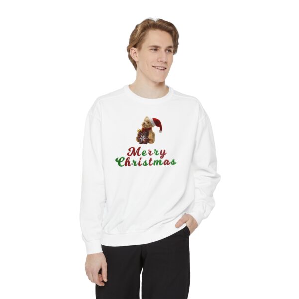 Merry Christmas Bear Unisex Garment-Dyed Sweatshirt