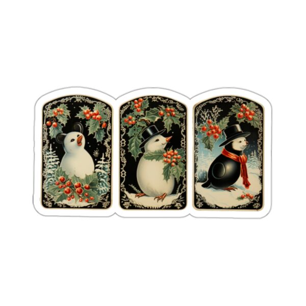 Vintage Christmas Penguins Kiss-Cut Sticker - Image 7