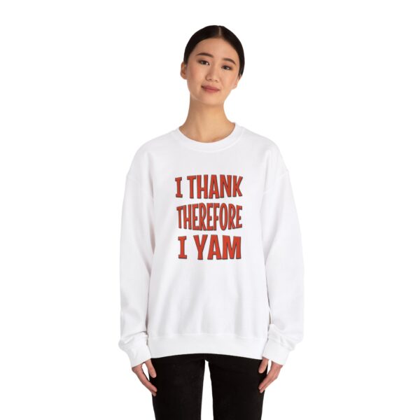 I Thank Therefore I Yam Thanksgiving Unisex Heavy Blend™ Crewneck Sweatshirt - Image 4