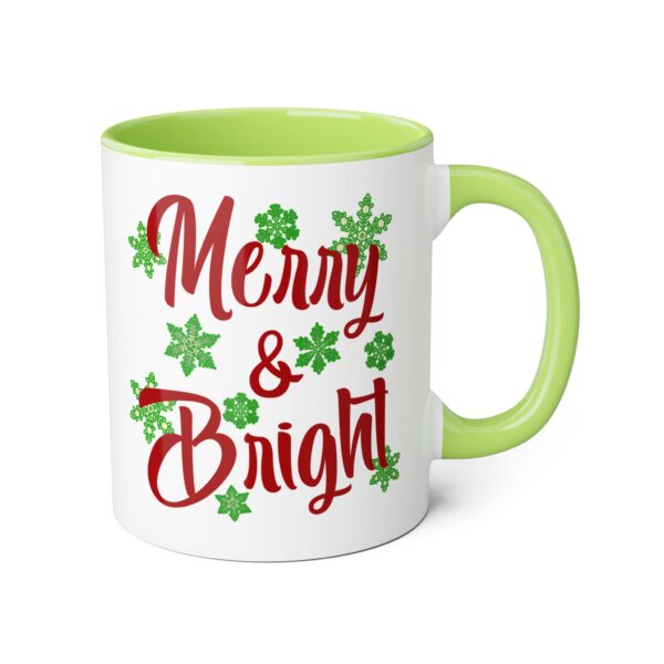 Merry & Bright Christmas Accent Mugs, 11oz