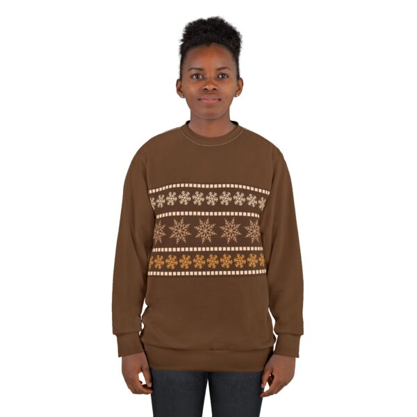 Brown Unisex Christmas Style Sweatshirt (AOP) - Image 4