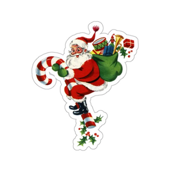 Vintage Santa and Candy Cane Kiss-Cut Sticker - Image 7