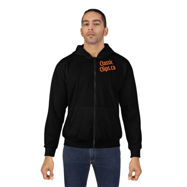 Classic Clips Brand Unisex Zip Hoodie (AOP) with Logo on Upper Breast - Image 4