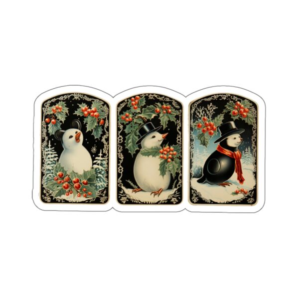 Vintage Christmas Penguins Kiss-Cut Sticker