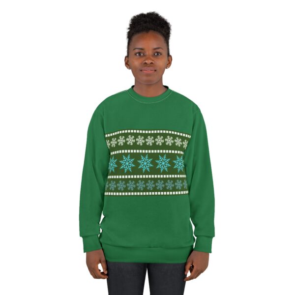 Light Green Unisex Christmas Style Sweatshirt (AOP) - Image 4