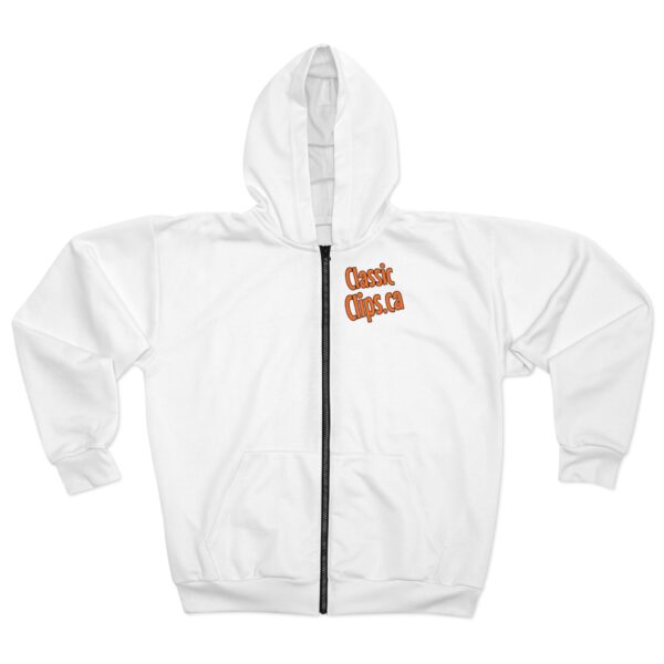 Classic Clips Brand Unisex Zip Hoodie (AOP) with Logo on Upper Breast