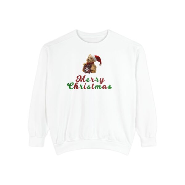 Merry Christmas Bear Unisex Garment-Dyed Sweatshirt - Image 2