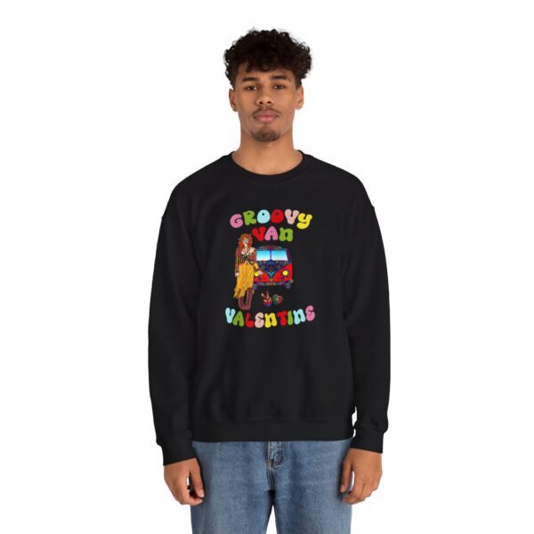 Groovy Van Valentine Unisex Heavy Blend™ Crewneck Sweatshirt - Image 7