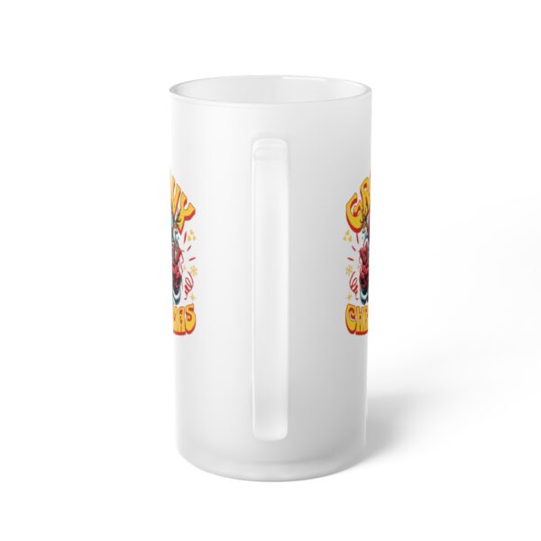 Retro Groovy Christmas Frosted Glass Beer Mug - Image 3