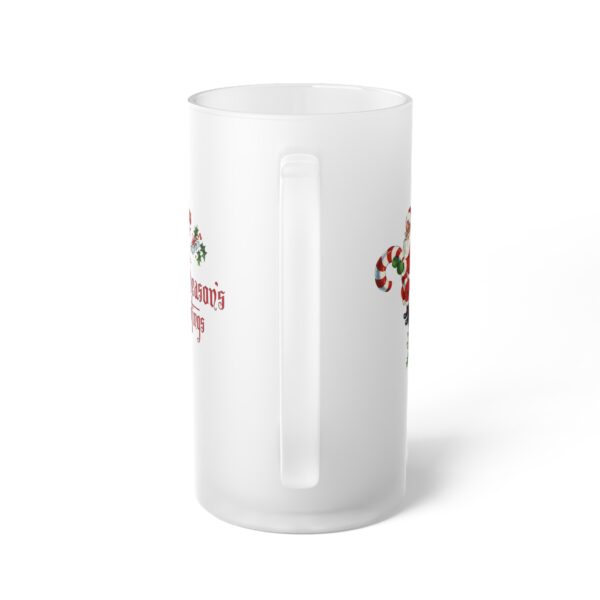 Vintage Santa Season's Greetings Frosted Glass Beer Mug - Image 3