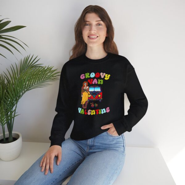 Groovy Van Valentine Unisex Heavy Blend™ Crewneck Sweatshirt - Image 6