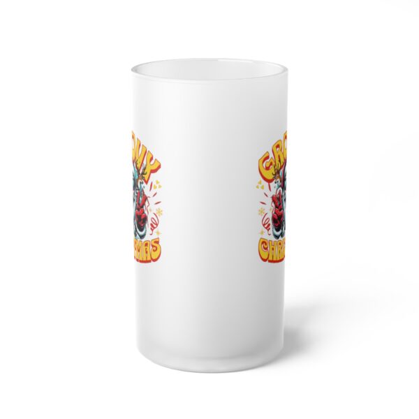 Retro Groovy Christmas Frosted Glass Beer Mug - Image 2