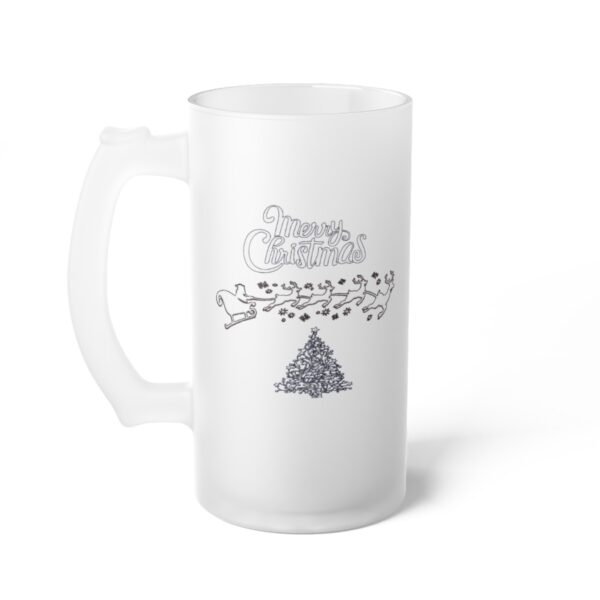 Vintage Merry Christmas Frosted Glass Beer Mug