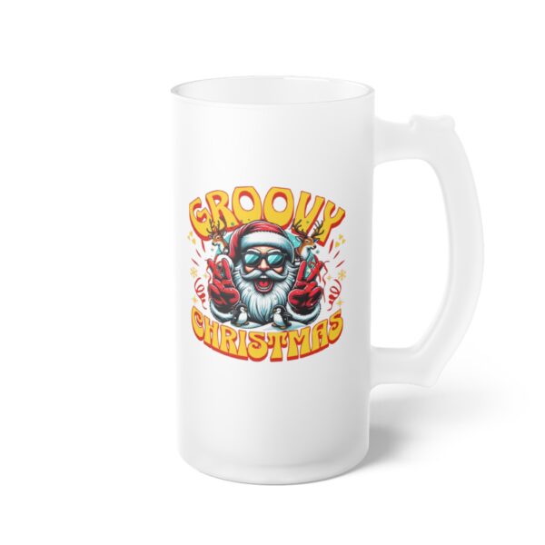 Retro Groovy Christmas Frosted Glass Beer Mug - Image 4