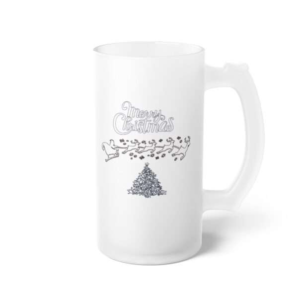 Vintage Merry Christmas Frosted Glass Beer Mug - Image 4