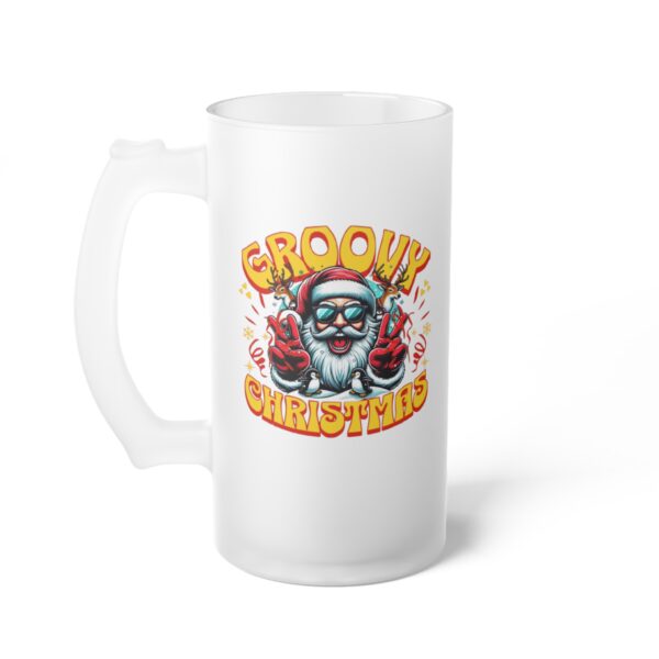 Retro Groovy Christmas Frosted Glass Beer Mug