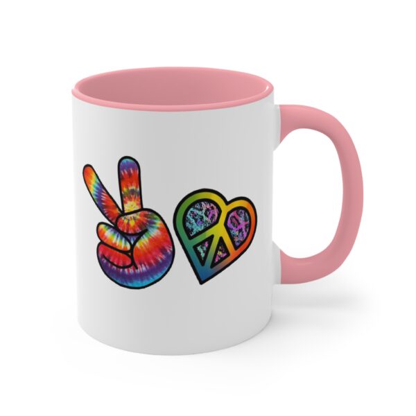 Retro Peace and Love Valentine Accent Mugs, 11 oz - Image 3