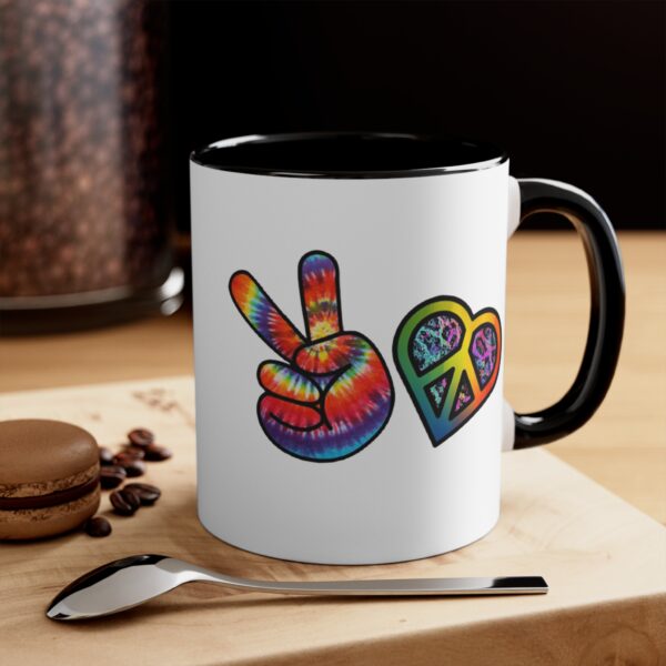 Retro Peace and Love Valentine Accent Mugs, 11 oz - Image 12