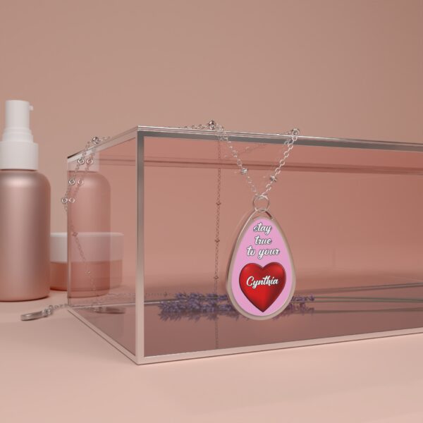 Unique "Stay True To Your Heart" Valentine Oval Necklace - Image 4