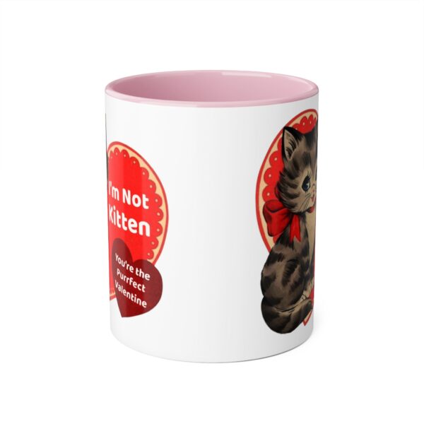 'I'm Not Kitten You're The Puurfect Valentine' Retro Accent Mug, 11oz - Image 2