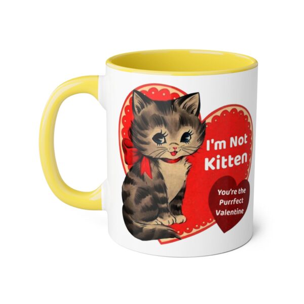 'I'm Not Kitten You're The Puurfect Valentine' Retro Accent Mug, 11oz - Image 22