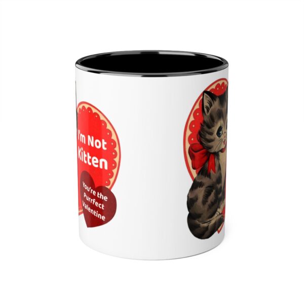 'I'm Not Kitten You're The Puurfect Valentine' Retro Accent Mug, 11oz - Image 5