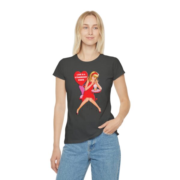 'Love Is A Strawberry Shake' women's iconic, Retro Valentine T-Shirt - Image 15