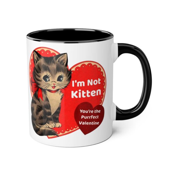 'I'm Not Kitten You're The Puurfect Valentine' Retro Accent Mug, 11oz - Image 8