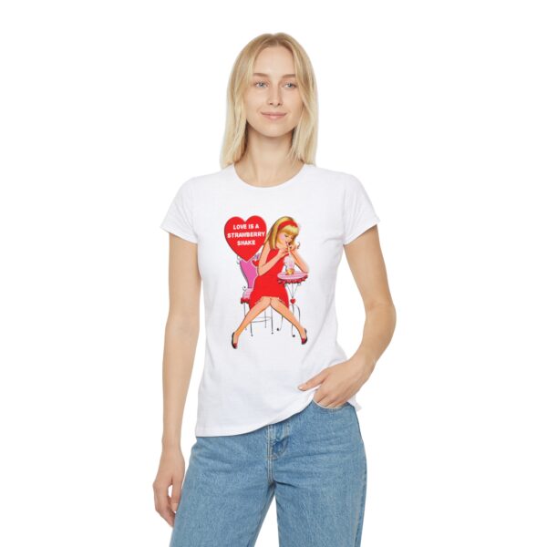 'Love Is A Strawberry Shake' women's iconic, Retro Valentine T-Shirt - Image 7