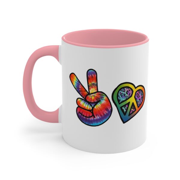 Retro Peace and Love Valentine Accent Mugs, 11 oz