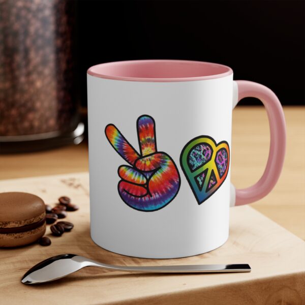 Retro Peace and Love Valentine Accent Mugs, 11 oz - Image 4