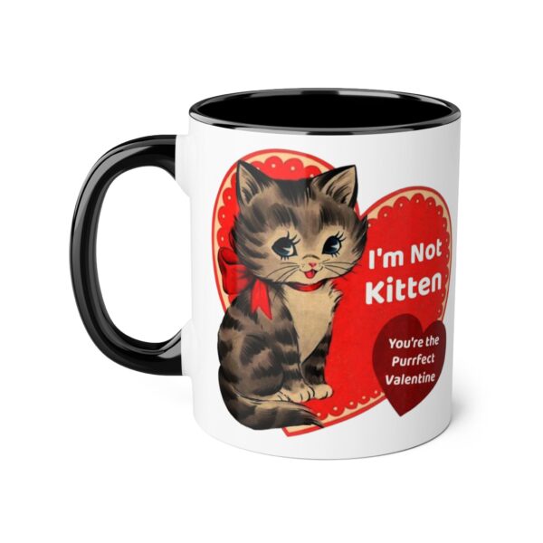 'I'm Not Kitten You're The Puurfect Valentine' Retro Accent Mug, 11oz - Image 6